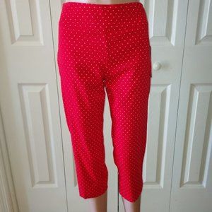 Zac & Rachel The Ultimate Fit Pull On Red/White Polka Dot Crop Pants Size 6 NWT